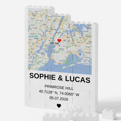 Where We Met Custom Map Building Brick Puzzle - Personalized Anniversary Gift for Couples