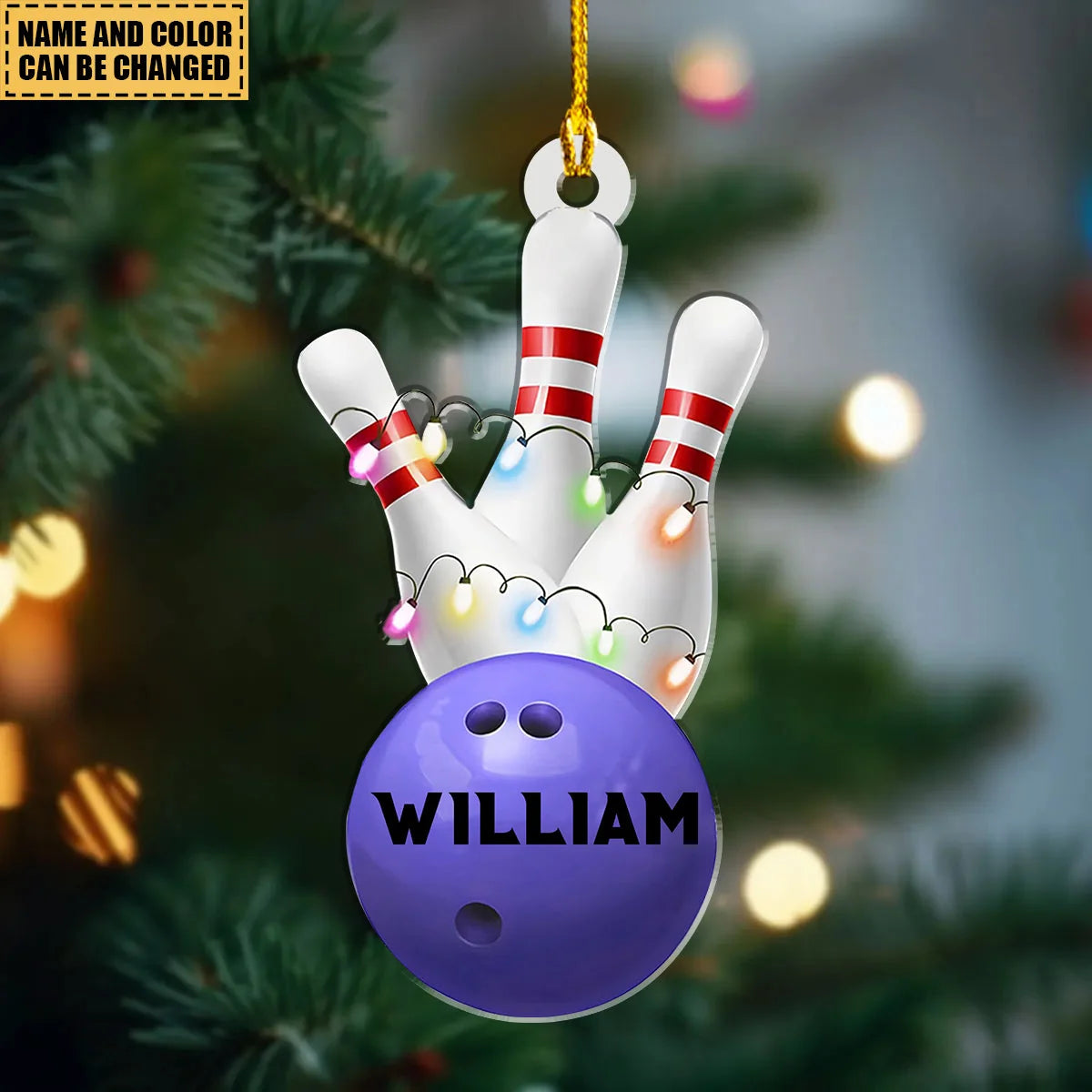 Custom Name Bowling Acrylic Ornament - Personalized Sports Christmas Keepsake Gift for Bowler