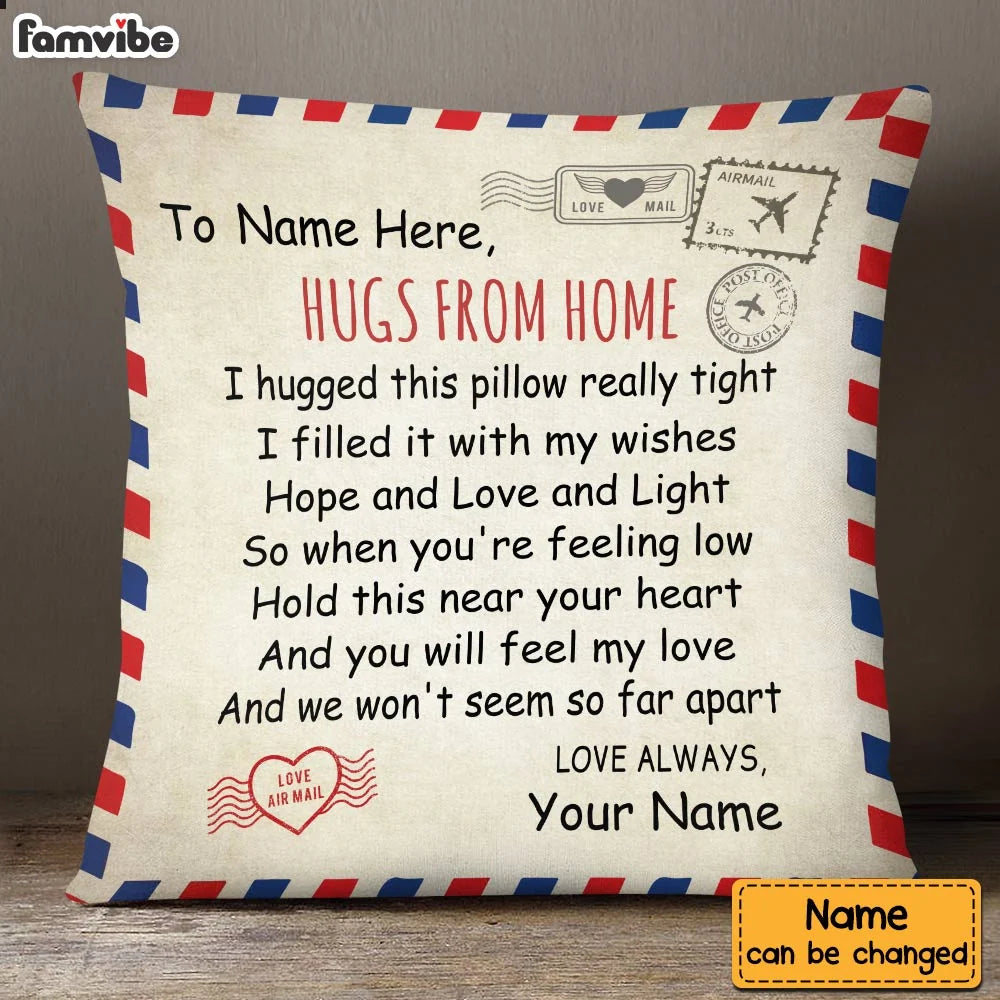 Pillow material and size view - Personalized Long Distance Pillow