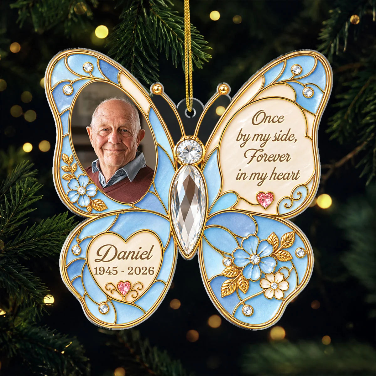 Your Wings Were Ready - Personalized Butterfly Memorial Photo Acrylic Ornament Gift