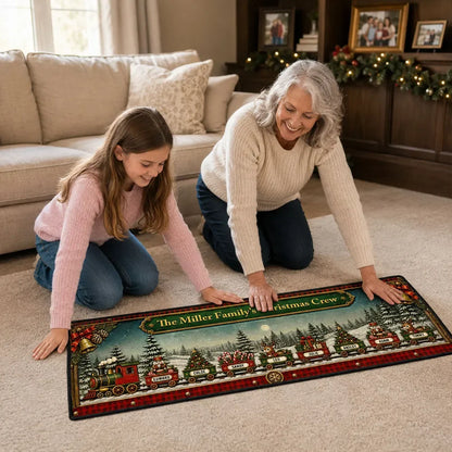 Christmas Crew Personalized Runner Rug - Custom Holiday Decor for Family