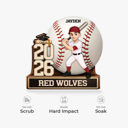 Plaque material and size view - Custom Baseball Graduation Acrylic Plaque