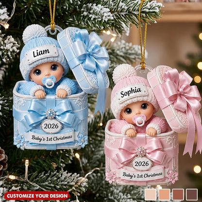 Baby's 1st Christmas Personalized Acrylic Ornament - Custom Newborn Holiday Keepsake Gift