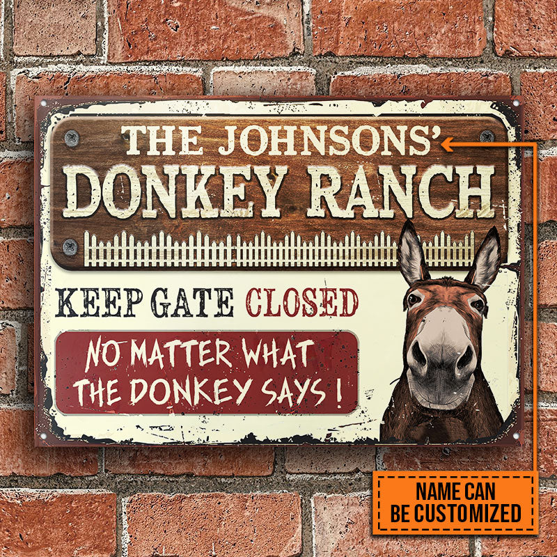 Metal Sign material and size view - Personalized Donkey Sign