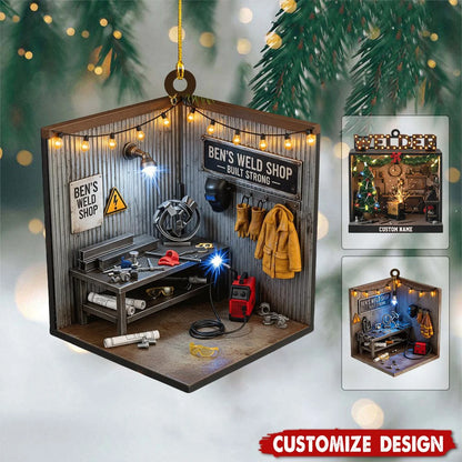 Custom Welder Shop Christmas Wooden Ornament - Personalized Name Keepsake Gift for Welders