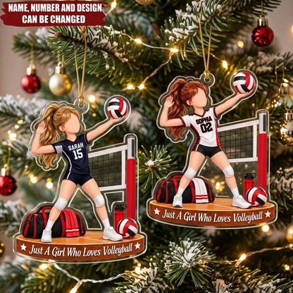 Just A Girl Who Loves Volleyball Personalized Acrylic Ornament - Christmas Keepsake for Daughter