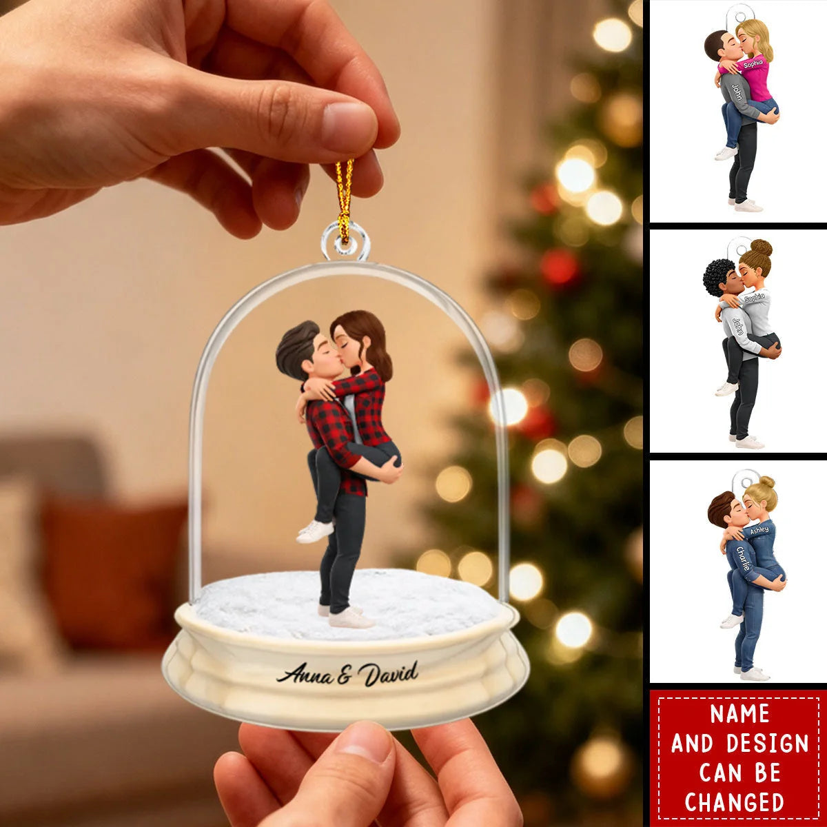 Custom Kissing Couple Acrylic Ornament - Personalized Name Anniversary Keepsake Gift for Husband Wife
