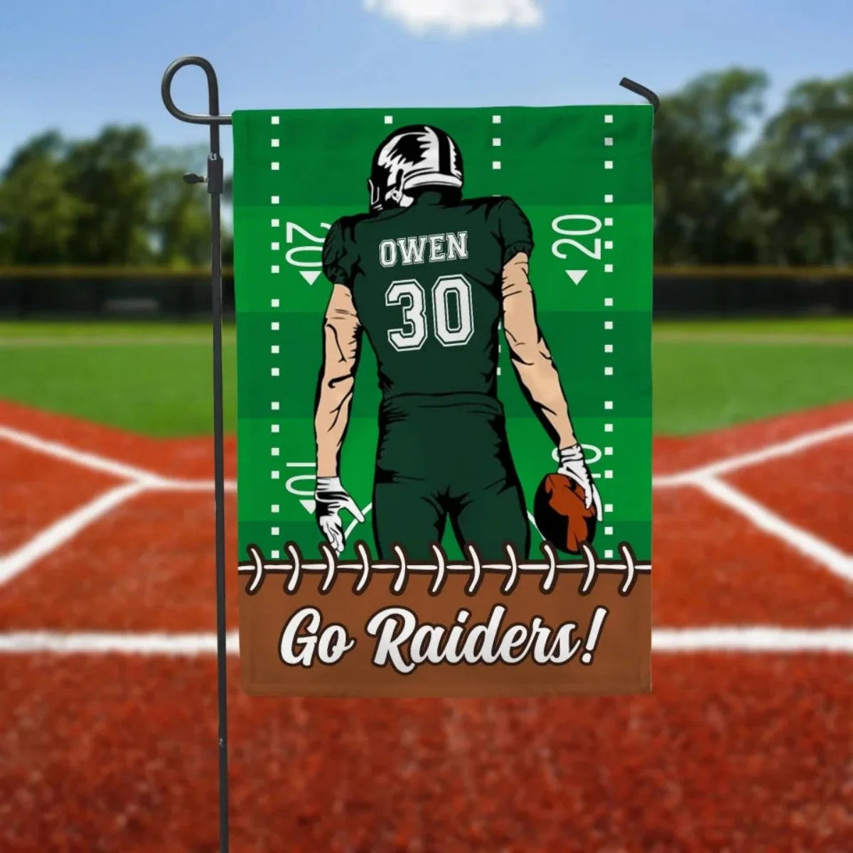 Game Day Custom Football Garden Flag - Personalized Player Name & Number Yard Sign