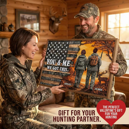 Canvas / Poster material and size view - Custom Hunting Couple Canvas