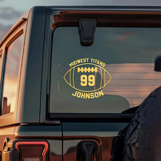 Personalized Football Car Decal for Mom with personalized design details for meaningful gifting