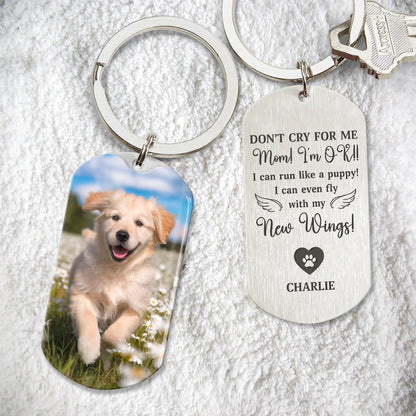 Don't Cry For Me Custom Pet Memorial Keychain - Personalized Dog & Cat Loss Keepsake Gift