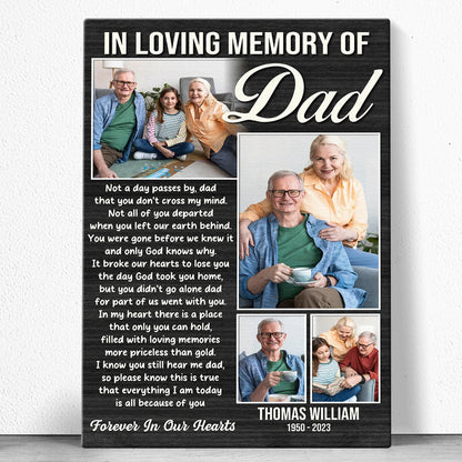 "In Loving Memory Of Dad" Personalized Canvas / Poster - Custom Wall Art Photo Collage Sympathy Gift