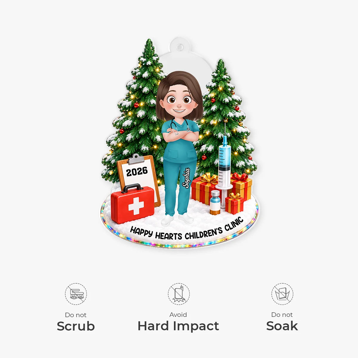 Personalized Nurse Acrylic Ornament - Custom Christmas Tree Keepsake