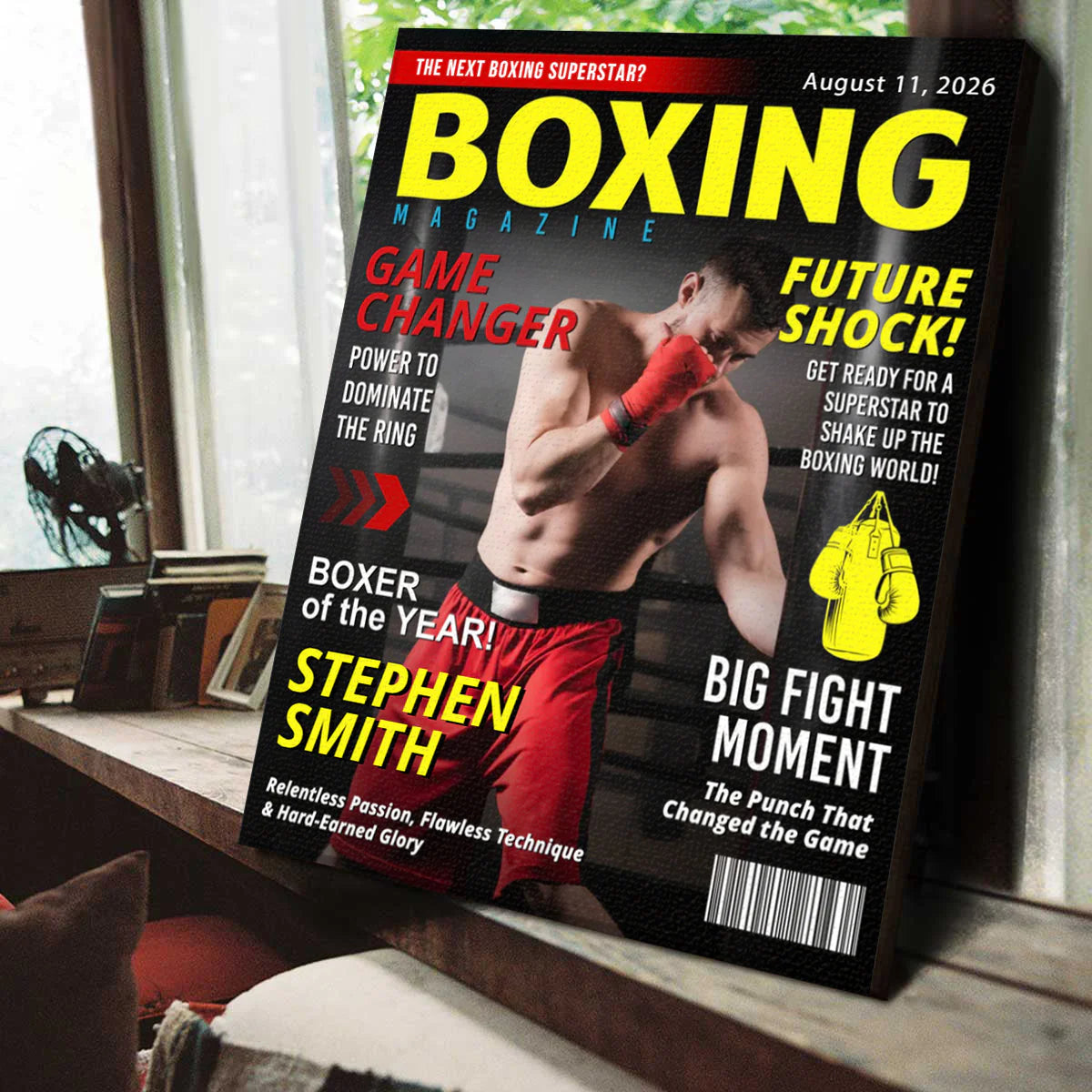 Canvas / Poster material and size view - Custom Boxing Magazine Cover Canvas