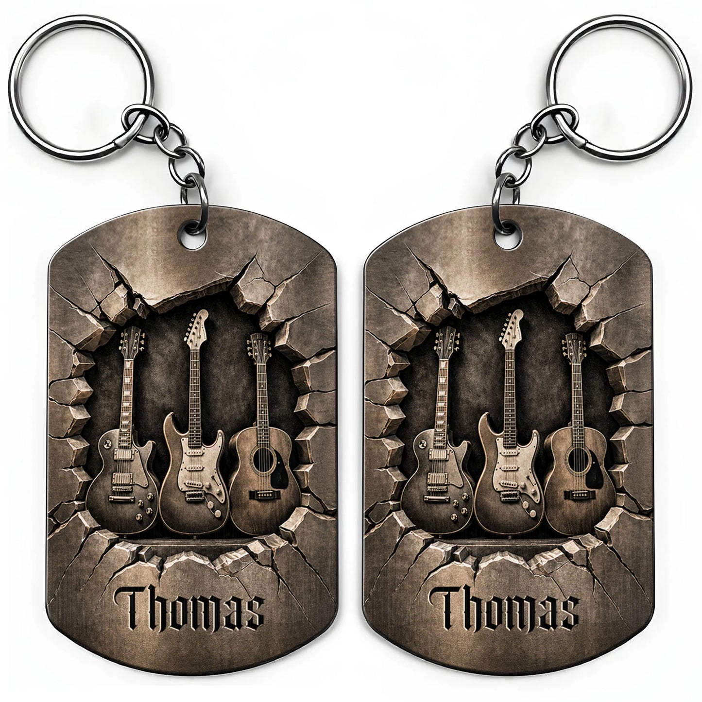 Custom Guitar Lover Keychain for Dad with personalized design details for meaningful gifting image 9