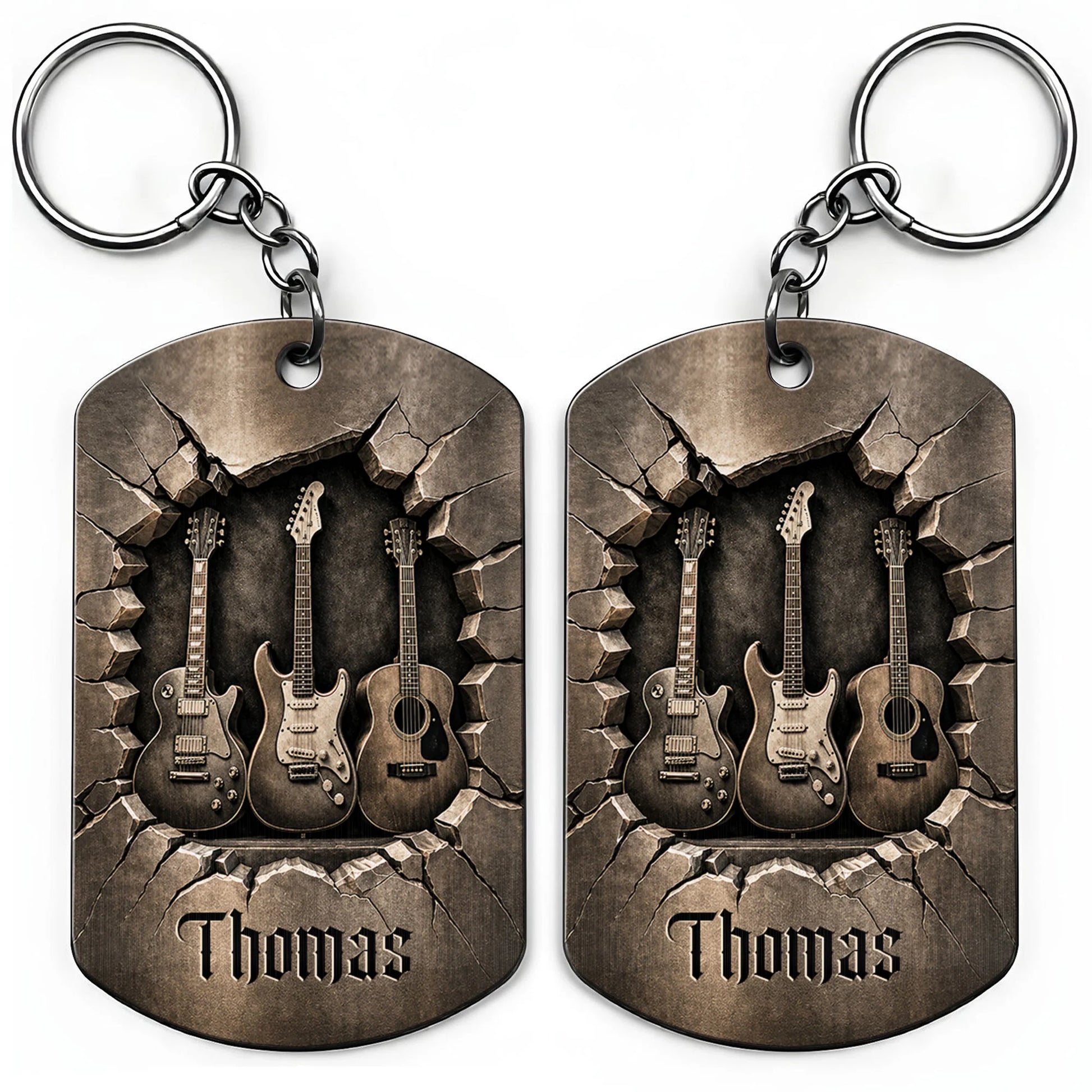 Custom Guitar Lover Keychain for Dad with personalized design details for meaningful gifting image 9