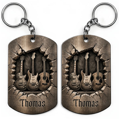 Custom Guitar Lover Keychain for Dad with personalized design details for meaningful gifting image 9