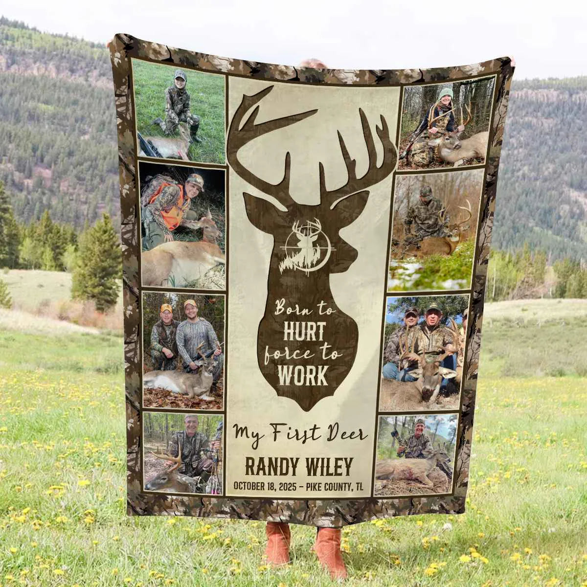 Personalized Hunting Blanket personalization view for Dad