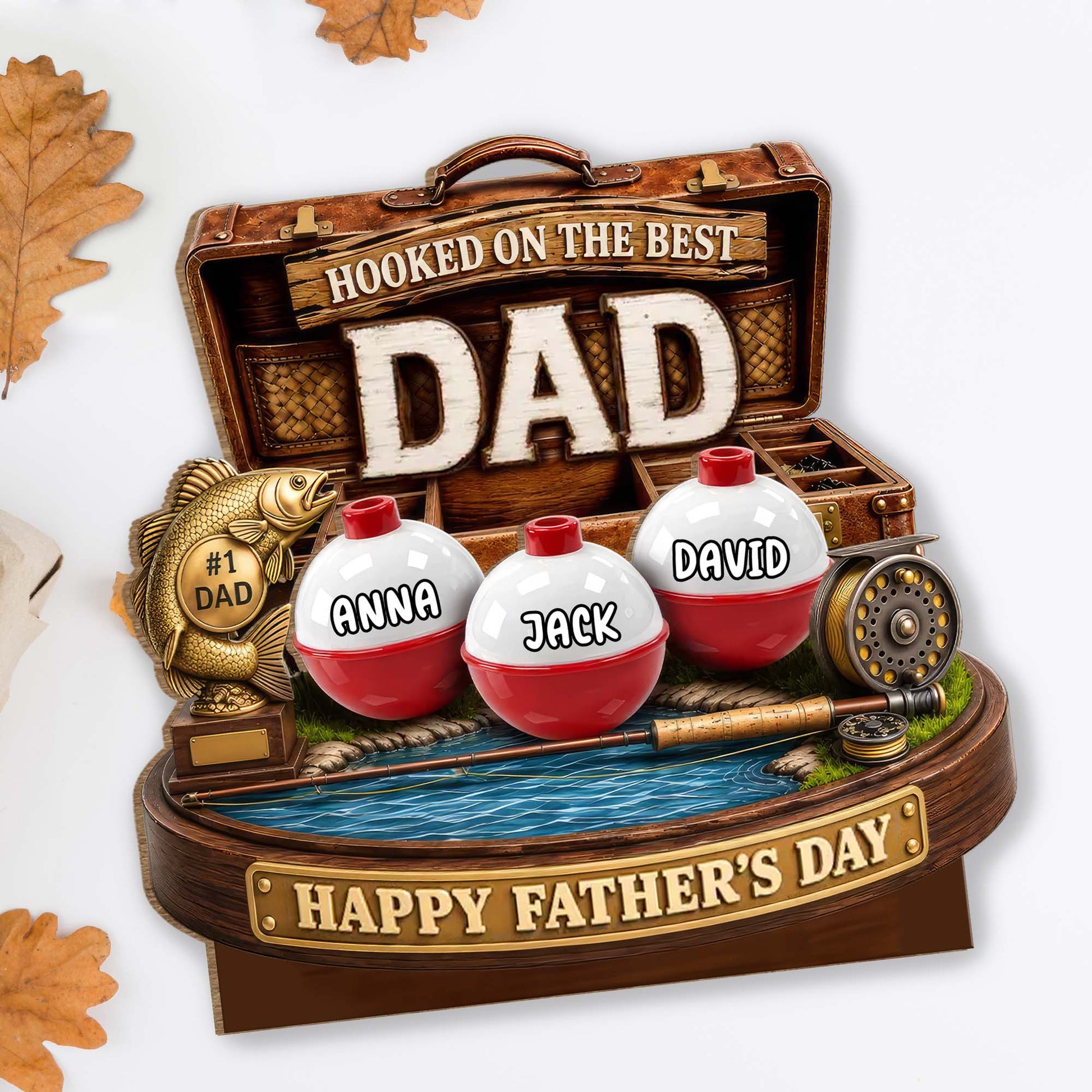 Wood Sign material and size view - Personalized Fishing Dad Wood Plaque