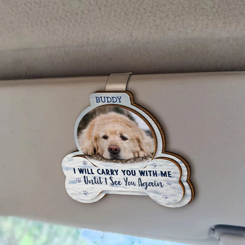 Car Hanger material and size view - Custom Pet Memorial Car Visor Clip