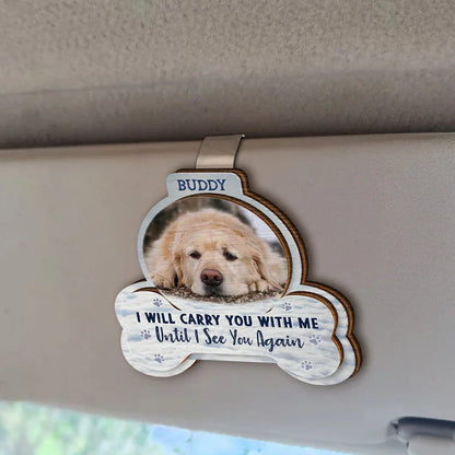 Car Hanger material and size view - Custom Pet Memorial Car Visor Clip