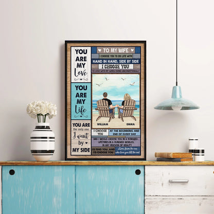 "I Choose You To Do Life With" Personalized Canvas / Poster - Custom Romantic Anniversary Wall Art Gift for Wife