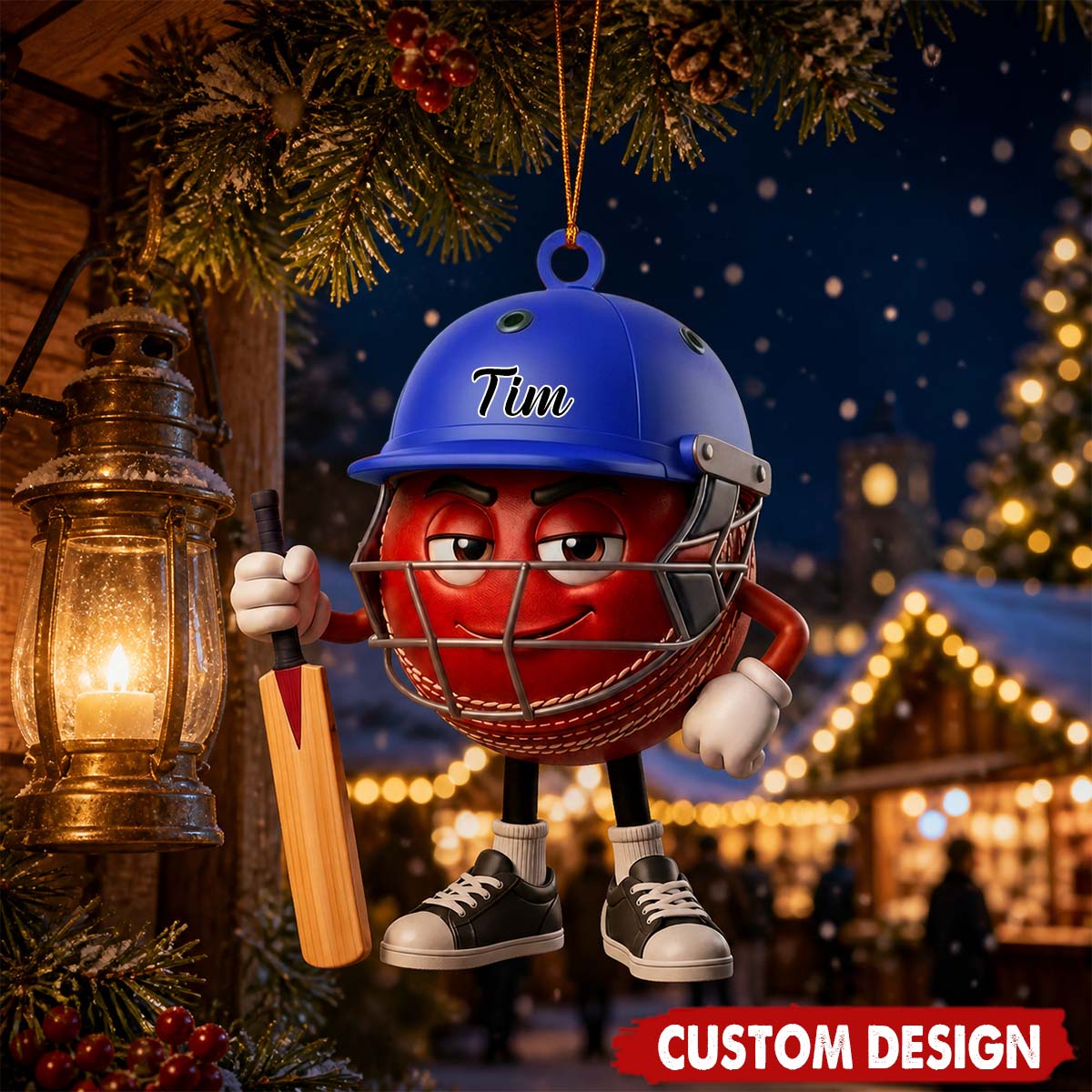 Personalized Cricket Mascot Acrylic Ornament - Custom Name Sports Keepsake Gift for Cricket Lovers