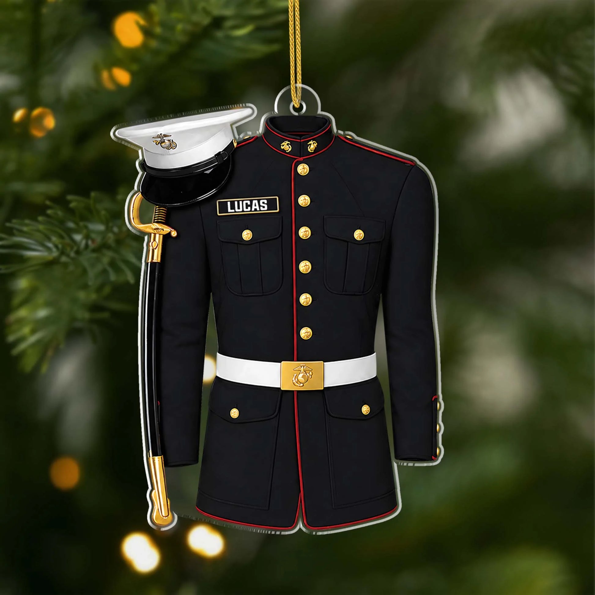 Custom Marine Uniform Acrylic Ornament - Personalized Military Keepsake for Christmas