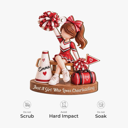 Just A Girl Who Loves Cheerleading - Personalized Wooden Ornament for Cheerleader Gift