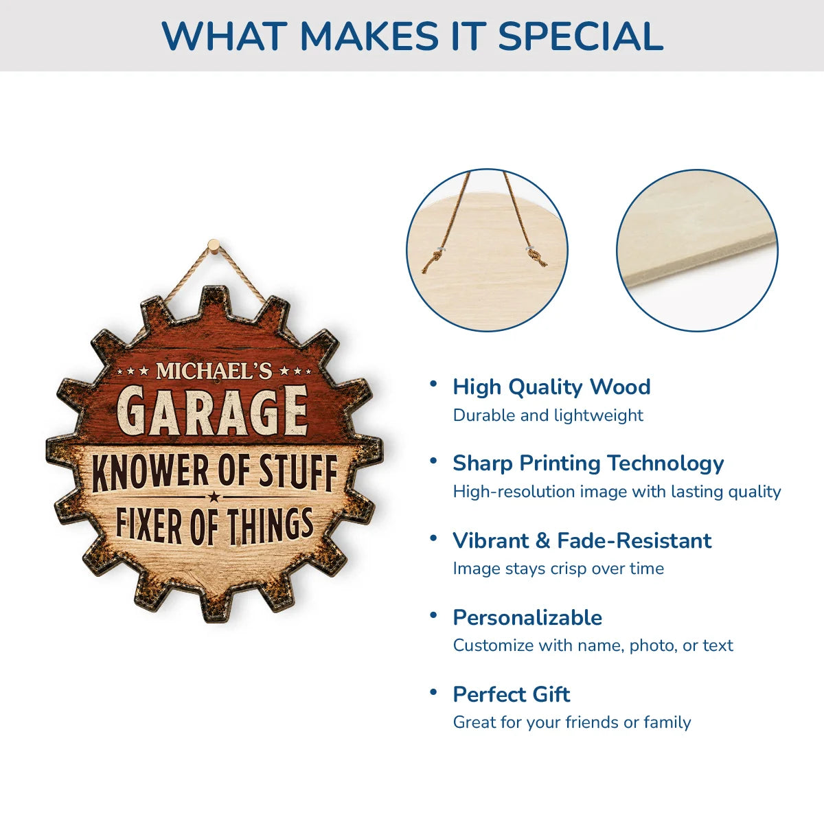 Knower of Stuff Fixer of Things Custom Name Wood Sign - Personalized Dad’s Garage Gift