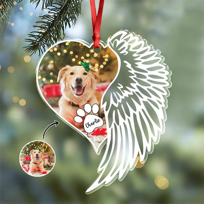 Custom Photo Dog Memorial Wing Personalized Acrylic Ornament - Christmas Keepsake for Dog Lovers