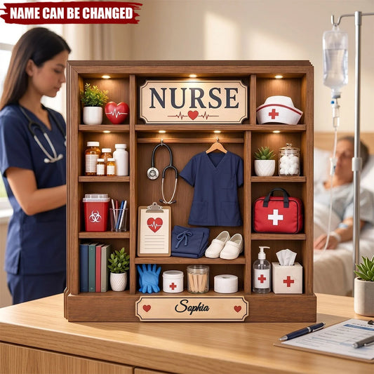 Personalized Nurse Wooden Block - Custom Medical Office Shelf Decor & Graduation Keepsake Gift