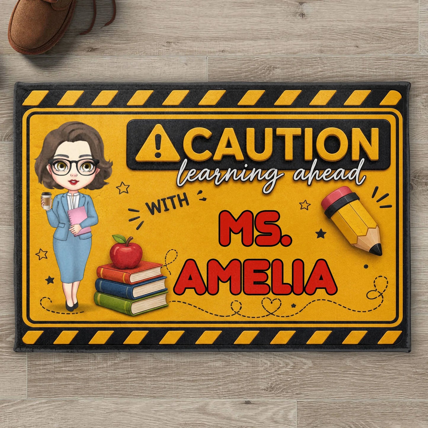 Doormat material and size view - Personalized Teacher Doormat