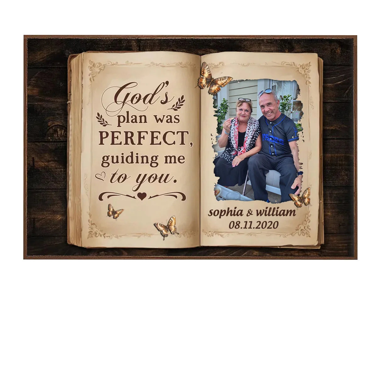 Personalized couple canvas wall art with custom photo and romantic quote for anniversary gift