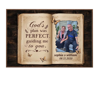 Personalized couple canvas wall art with custom photo and romantic quote for anniversary gift