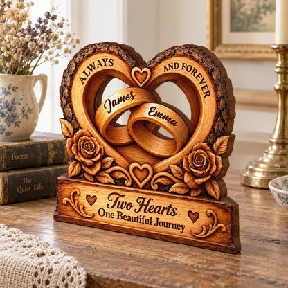 Always and Forever Personalized Wooden Block - Custom Couple Keepsake Gift for Anniversary & Wedding
