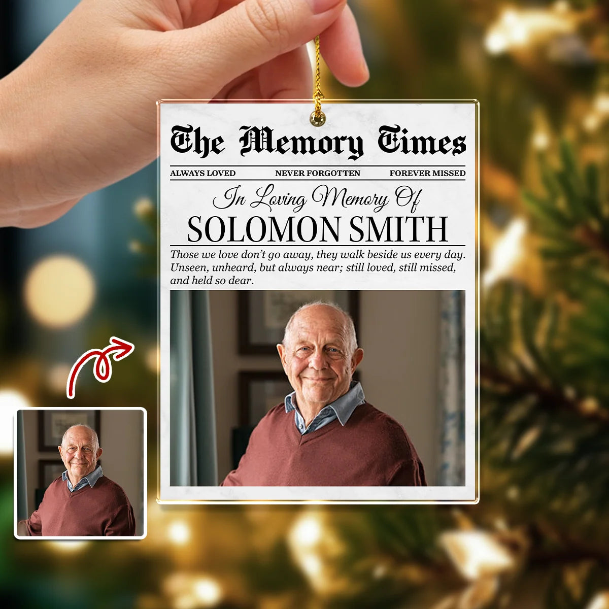 In Loving Memory Personalized Memorial Acrylic Ornament - Custom Photo Keepsake for Family