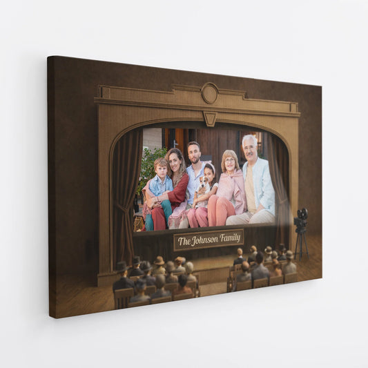 Vintage Theater Cinema Personalized Family Canvas / Poster - Custom Wall Art for Parents