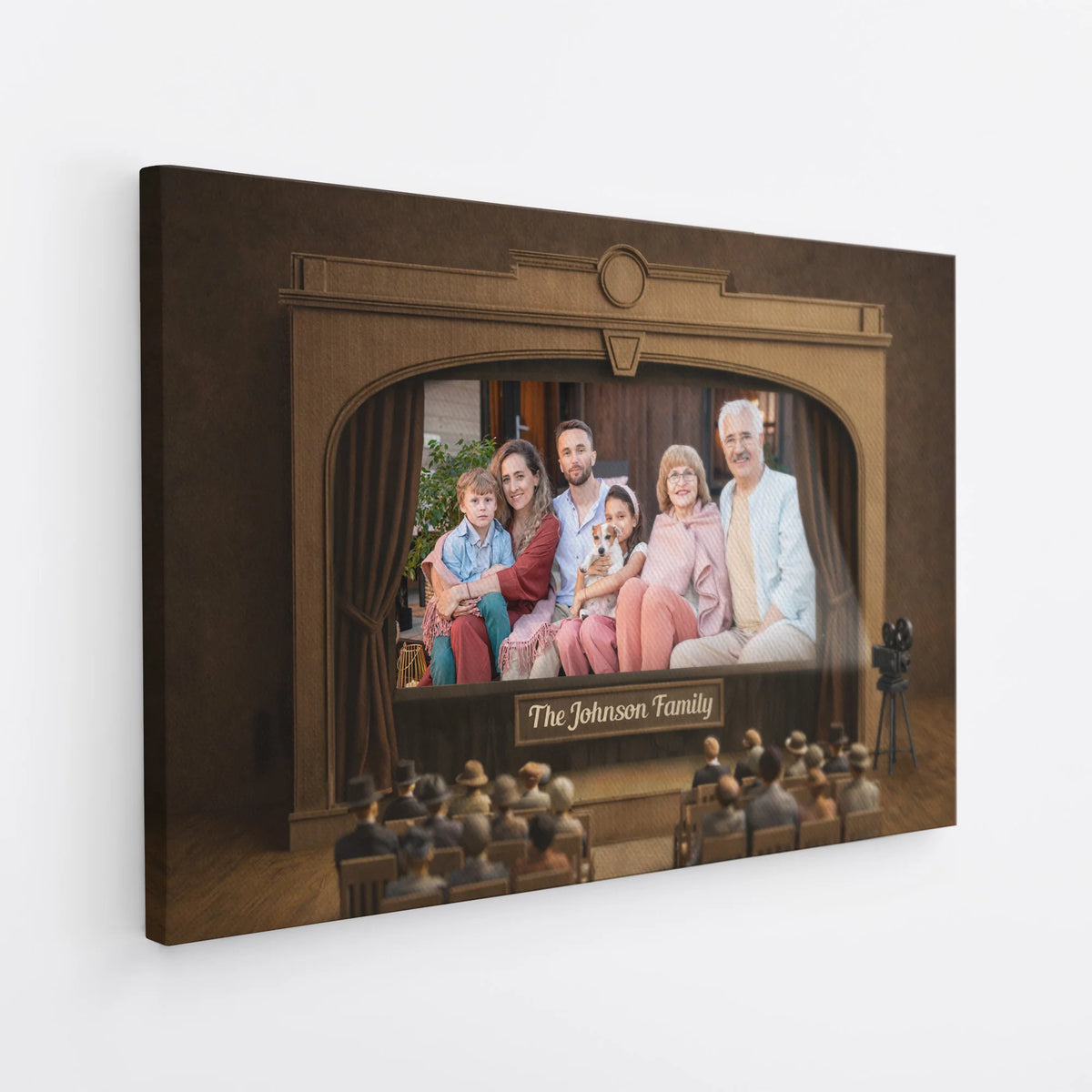 Vintage Theater Cinema Personalized Family Canvas / Poster - Custom Wall Art for Parents