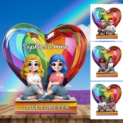 Personalized Lgbtq+ Pride Acrylic Plaque for Couples with personalized design details for meaningful gifting