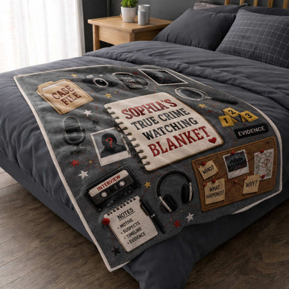 Personalized True Crime Blanket for Best Friends with personalized design details for meaningful gifting image 6