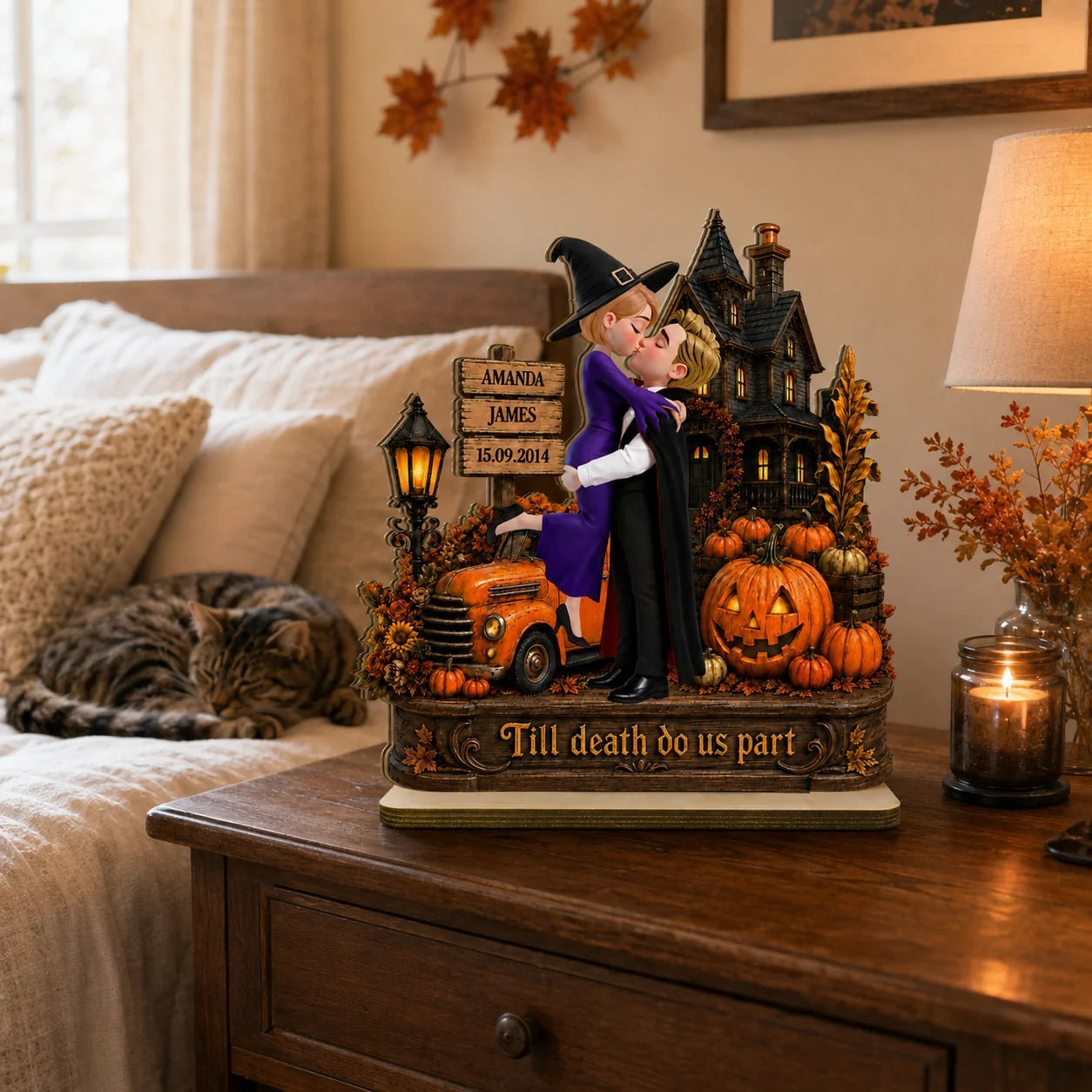 "Till Death Do Us Part" Personalized Halloween Couple Plaque - Custom Haunted House Decor