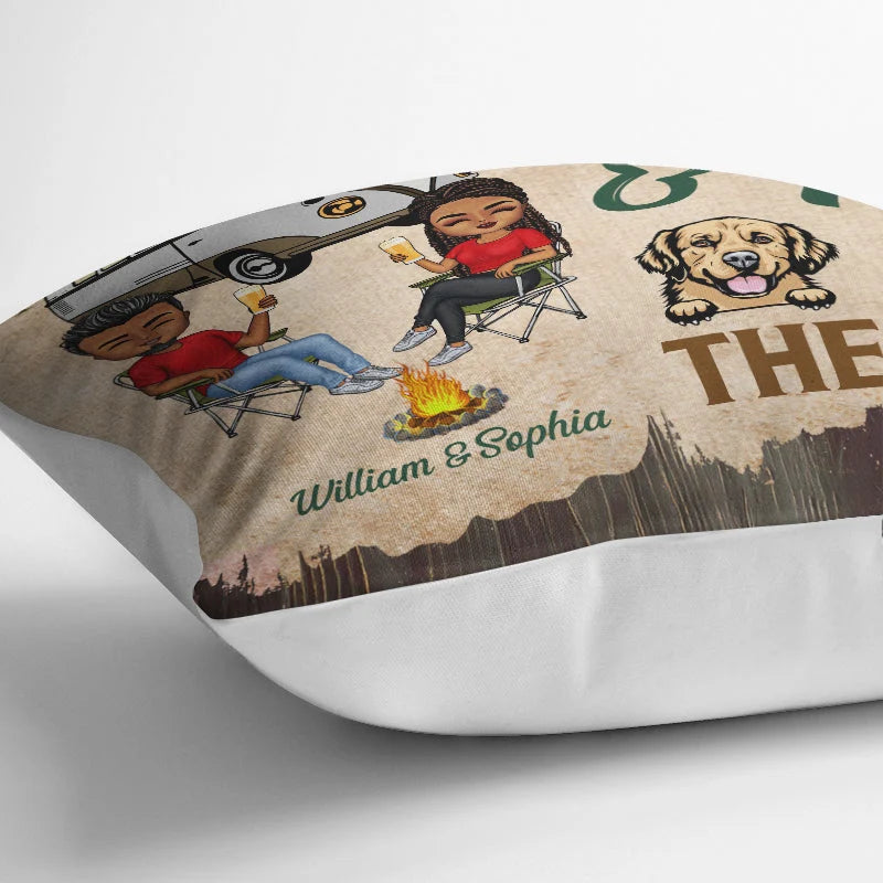 "You And Me And The Dogs" Personalized Camping Pillow for Couples & Dog Lovers - Custom RV Throw Pillow Gift