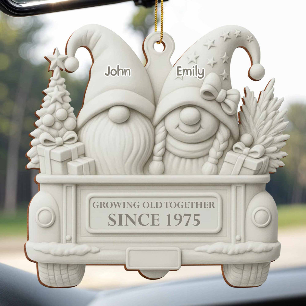 Growing Old Together Gnome Couple Christmas Ornament