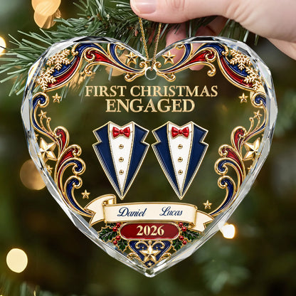 First Christmas Mr & Mrs Glass Ornament personalization view for Couples