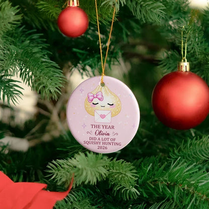 Squishy Hunting Personalized Ceramic Ornament - Custom Cute Dumpling Keepsake for Kids