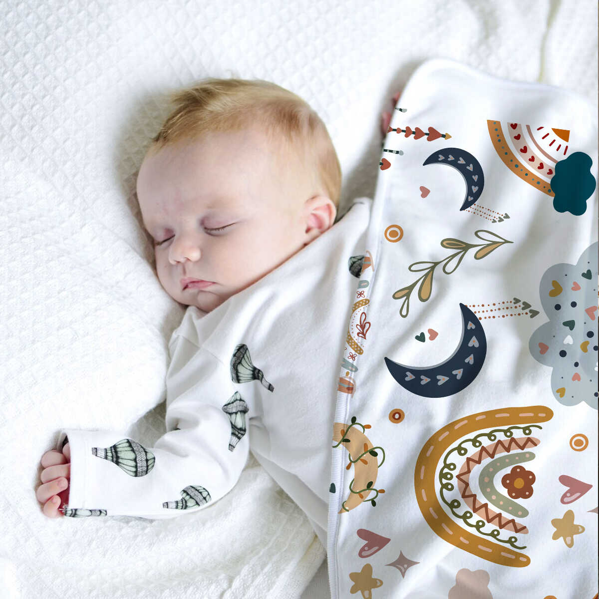 Custom Name Boho Rainbow Baby Blanket – Personalized Nursery Throw Gift for Newborn