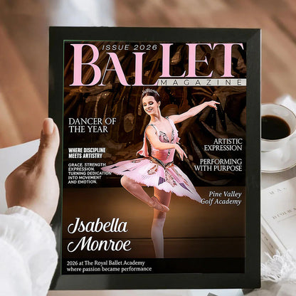 Personalized ballet dancer poster styled as a custom magazine cover art for a ballerina gift image 9