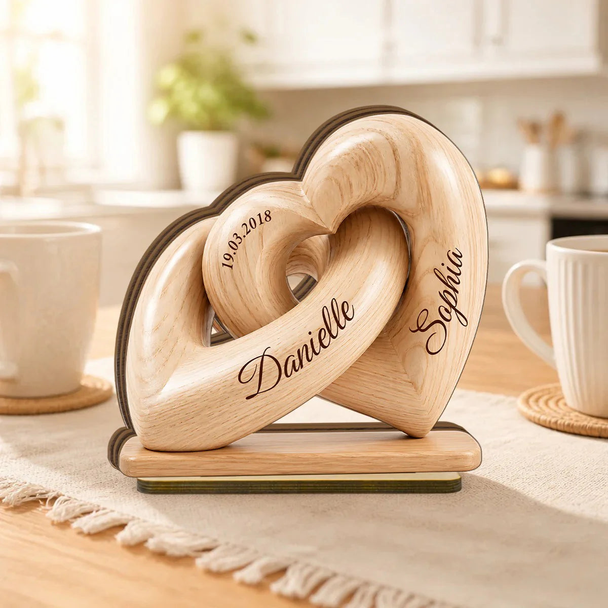 Plaque material and size view - Custom Couple Wooden Plaque