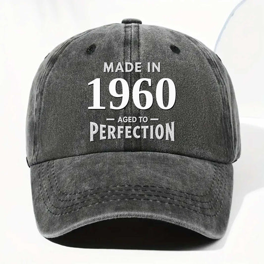 Custom Aged To Perfection Washed Denim Cap for Dad with personalized design details for meaningful gifting